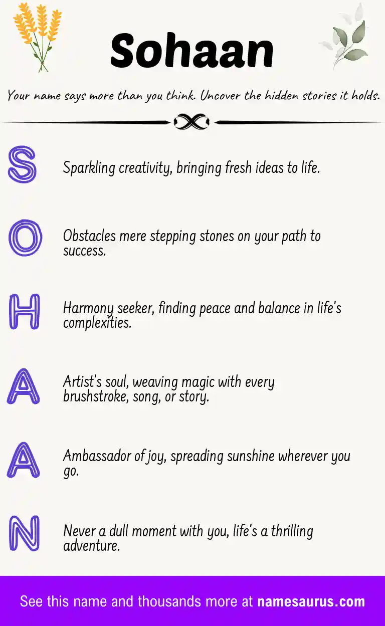 Acrostic poem about Sohaan.