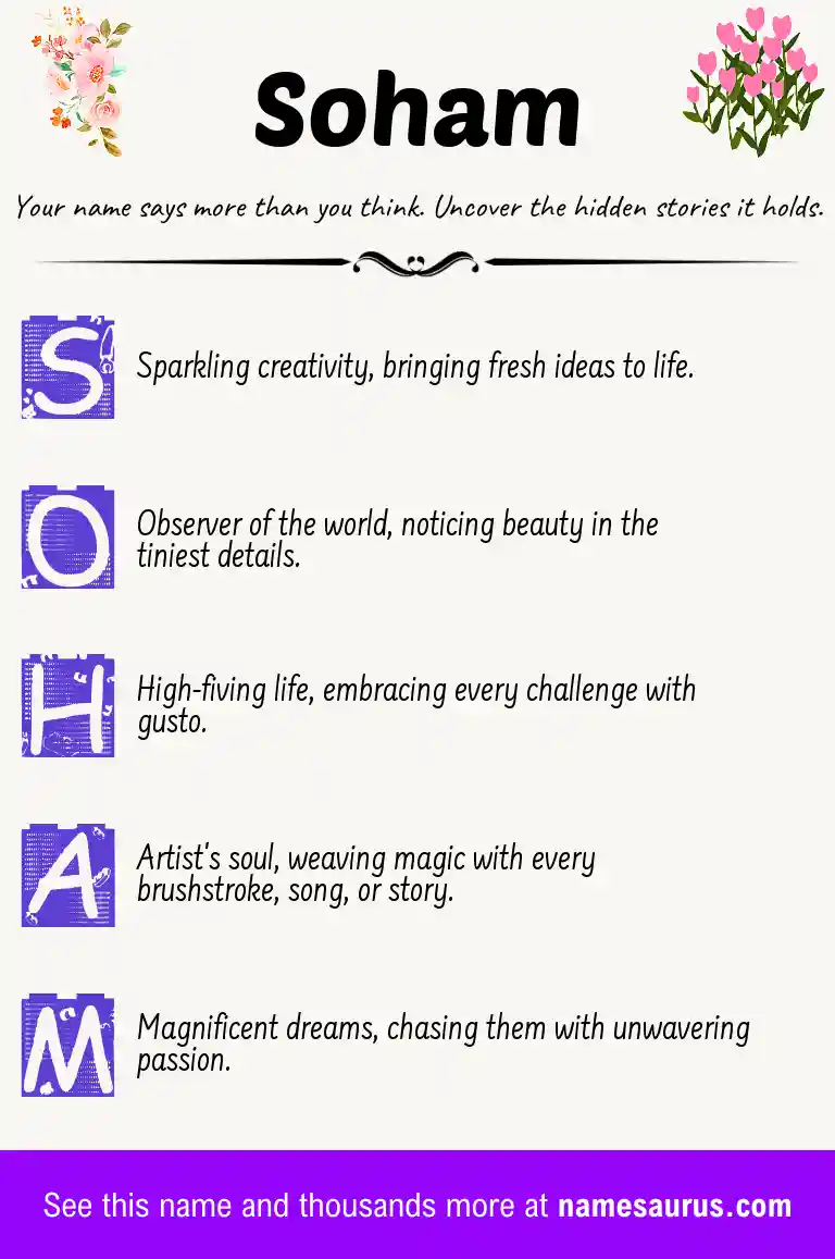 Acrostic poem about Soham.