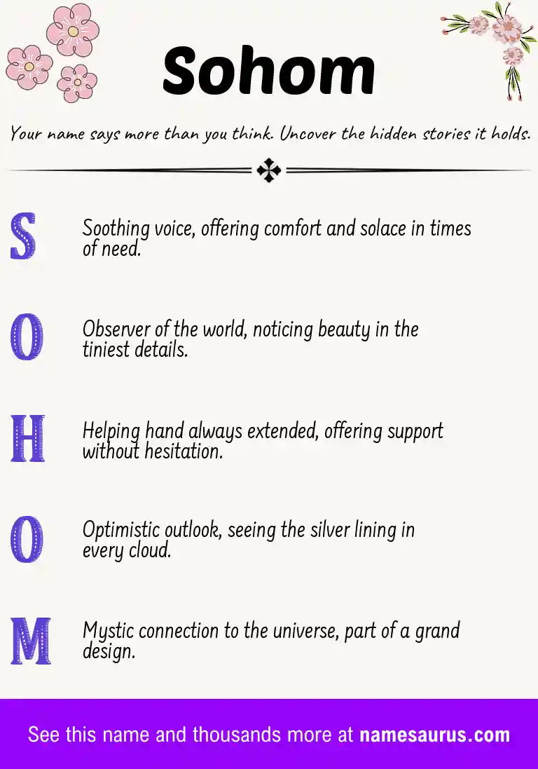 Acrostic poem about Sohom.