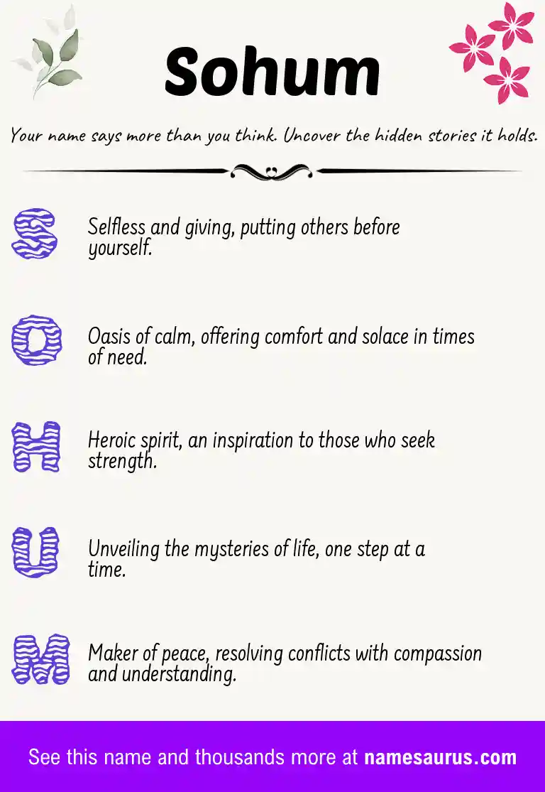 Acrostic poem about Sohum.
