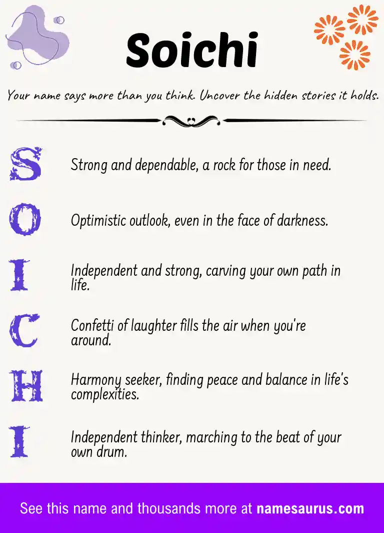 Acrostic poem about Soichi.