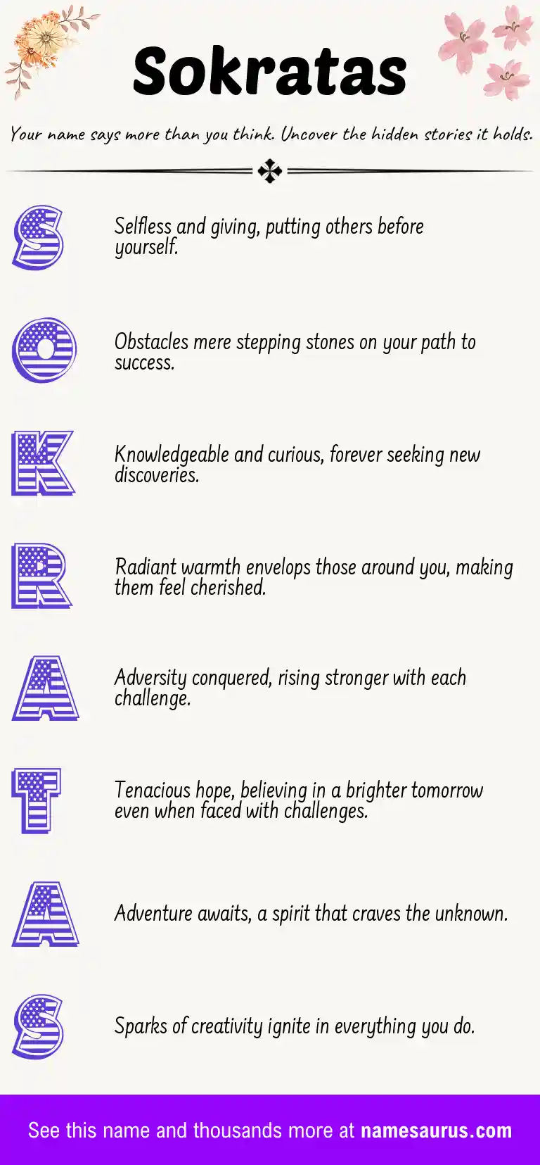 Acrostic poem about Sokratas.