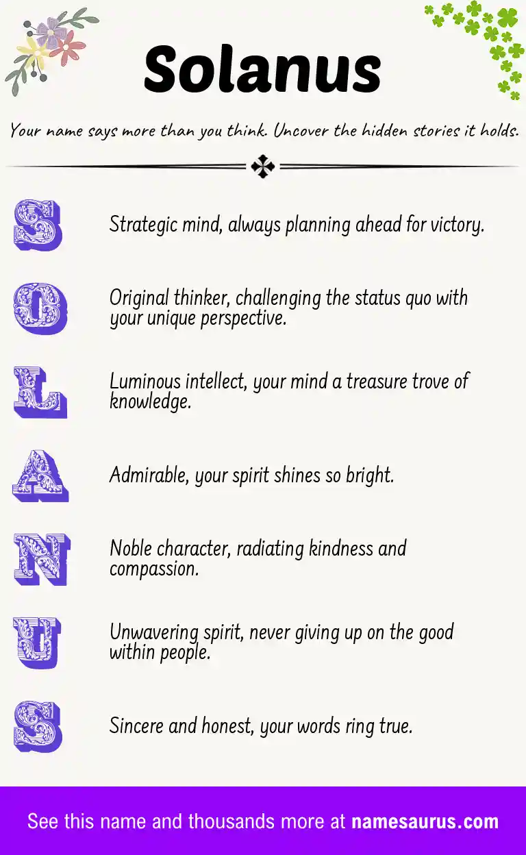 Acrostic poem about Solanus.