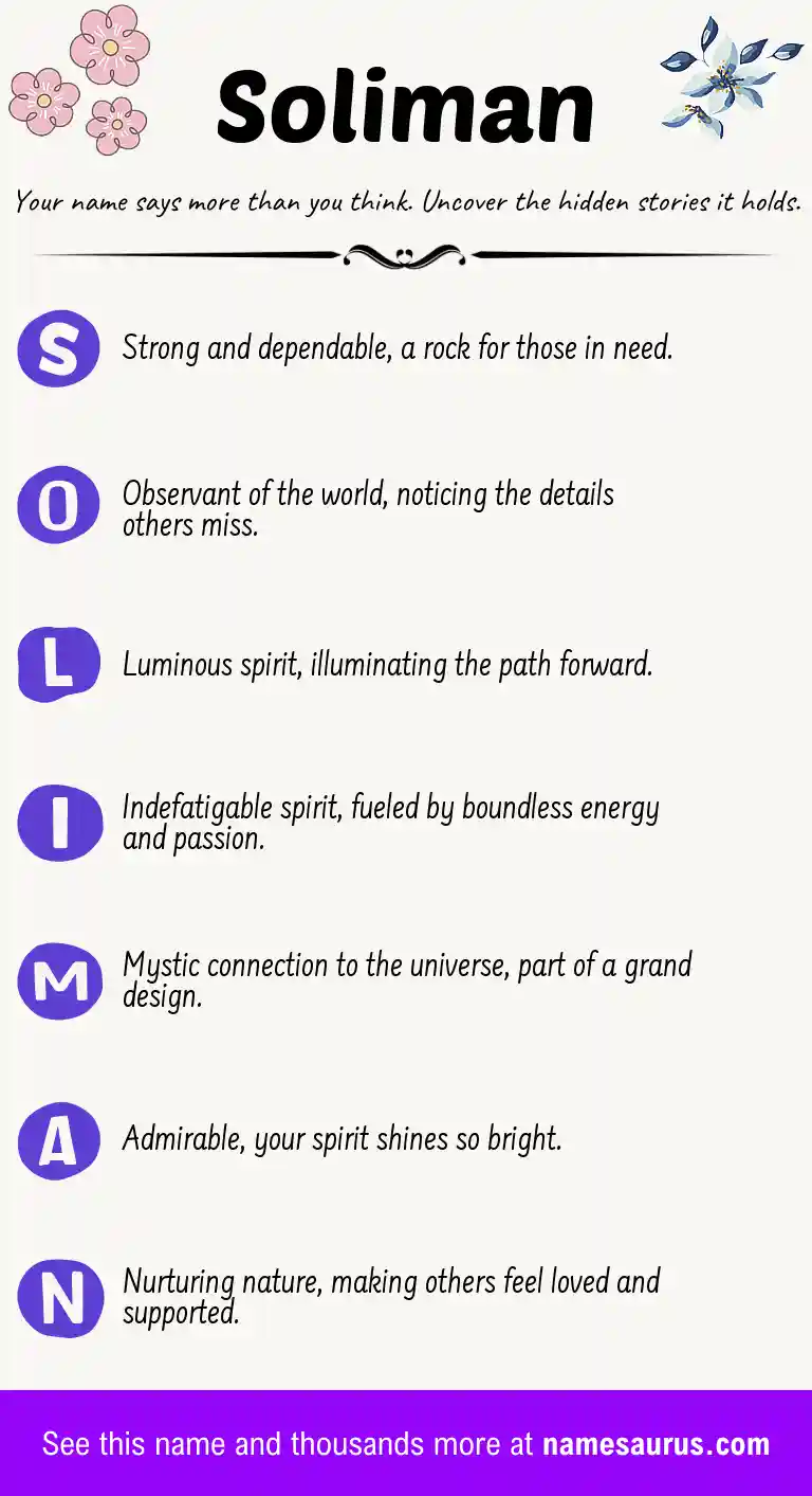 Acrostic poem about Soliman.