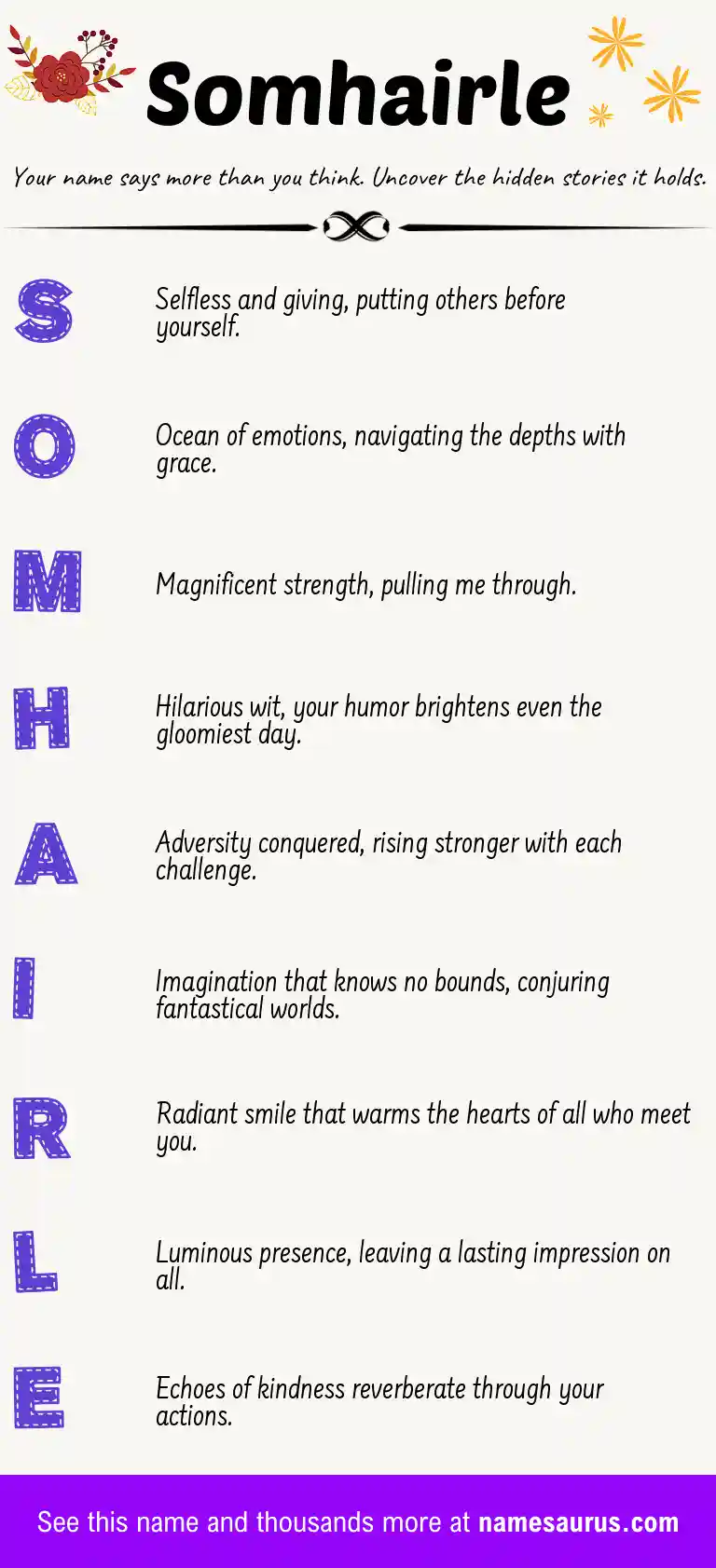 Acrostic poem about Somhairle.