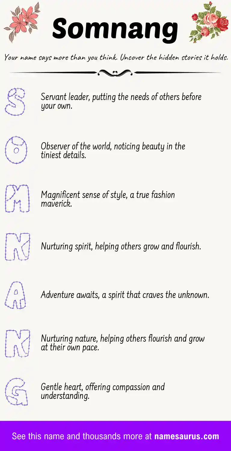 Acrostic poem about Somnang.