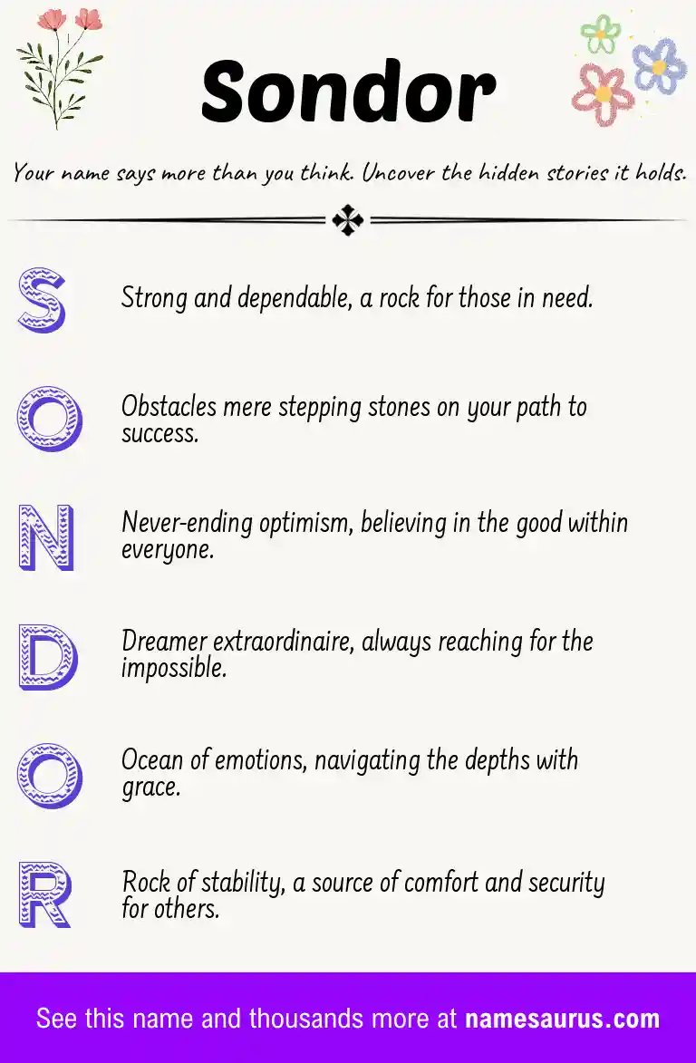 Acrostic poem about Sondor.