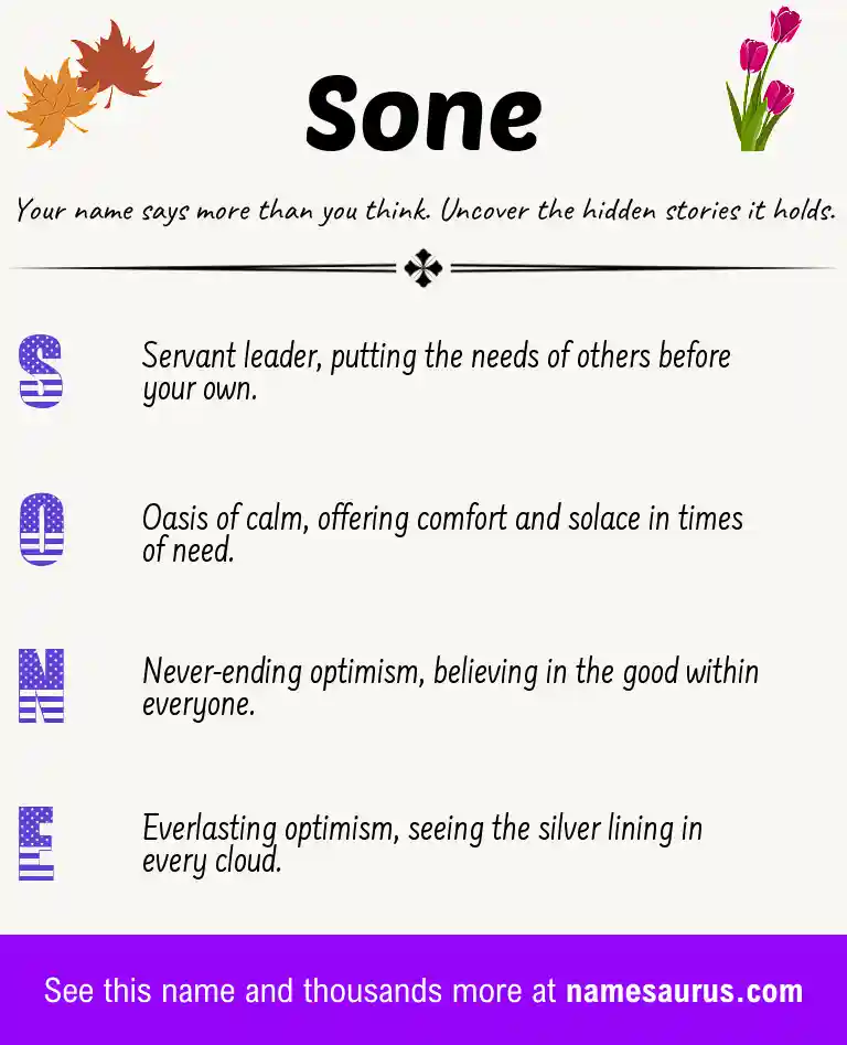 Acrostic poem about Sone.