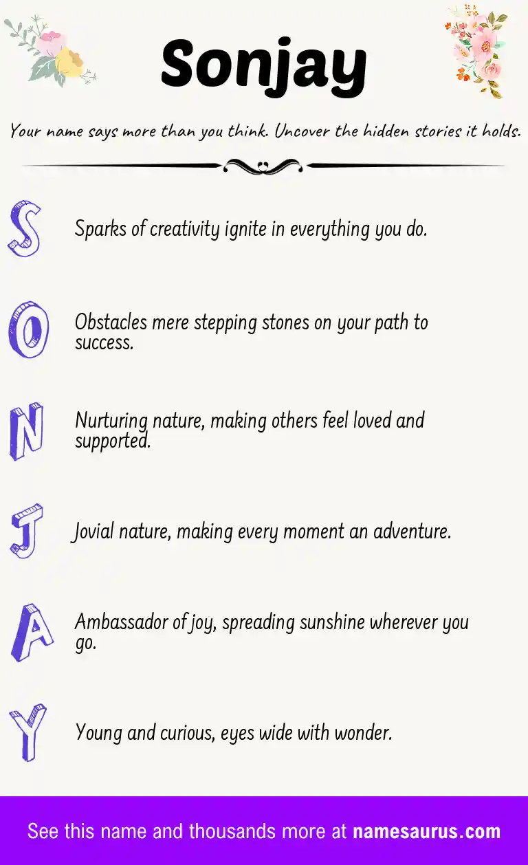 Acrostic poem about Sonjay.