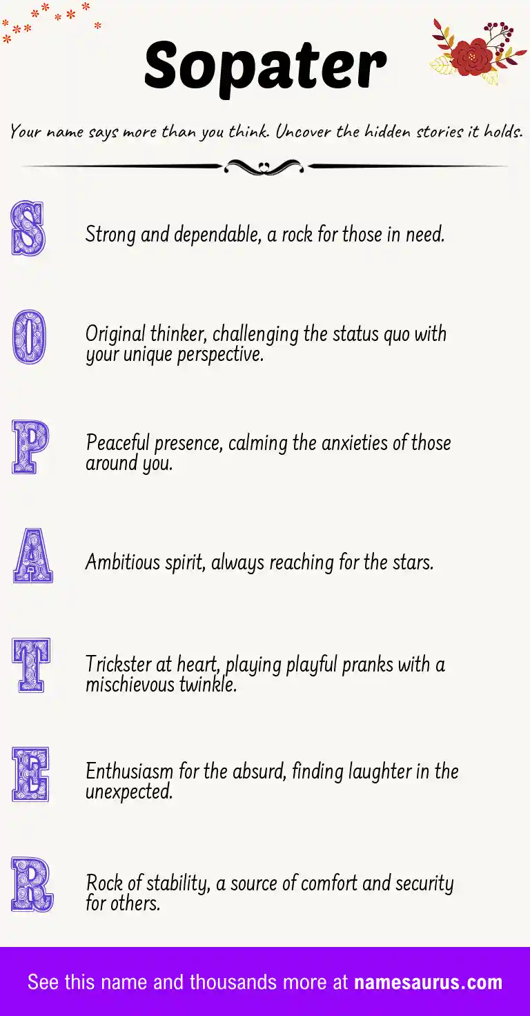 Acrostic poem about Sopater.