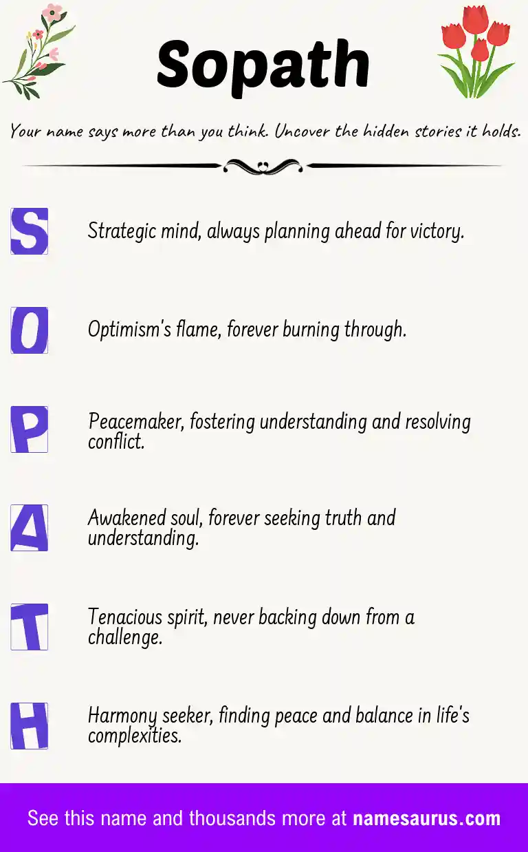 Acrostic poem about Sopath.