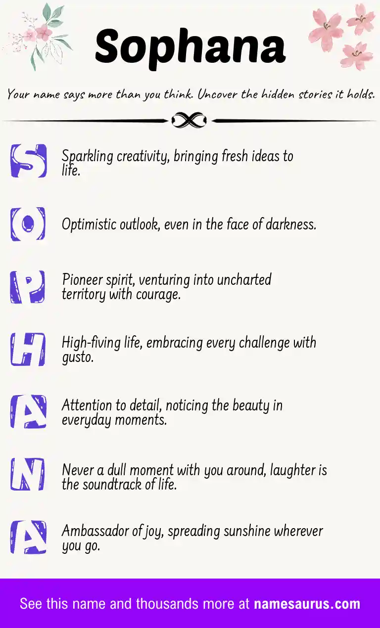 Acrostic poem about Sophana.