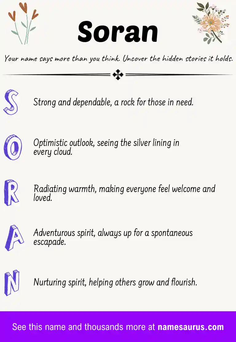 Acrostic poem about Soran.