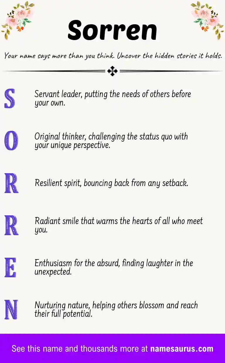 Acrostic poem about Sorren.