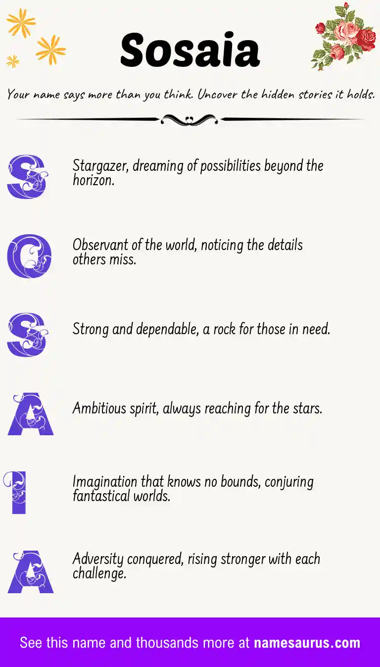 Acrostic poem about Sosaia.