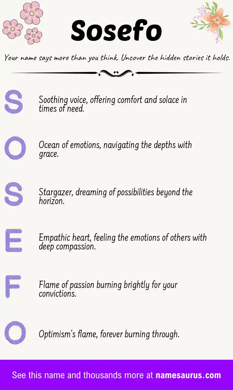 Acrostic poem about Sosefo.
