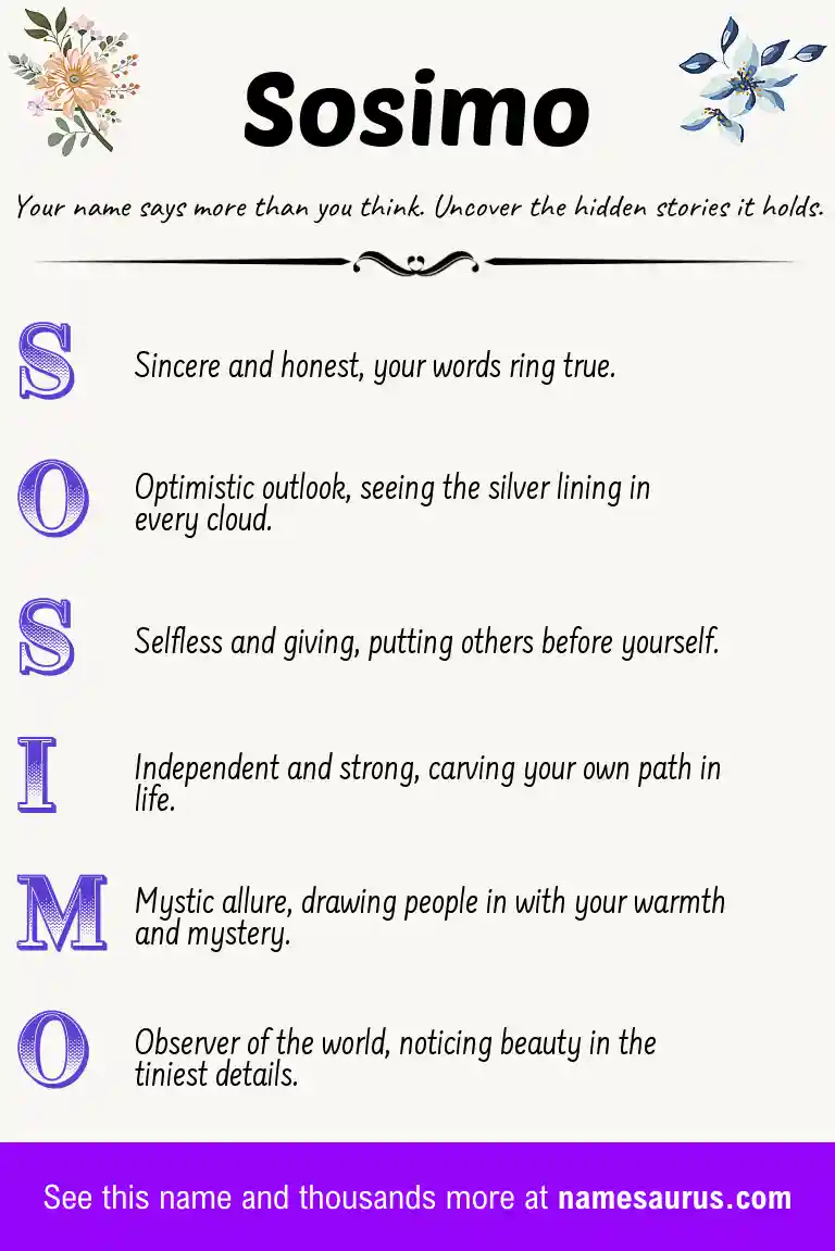 Acrostic poem about Sosimo.
