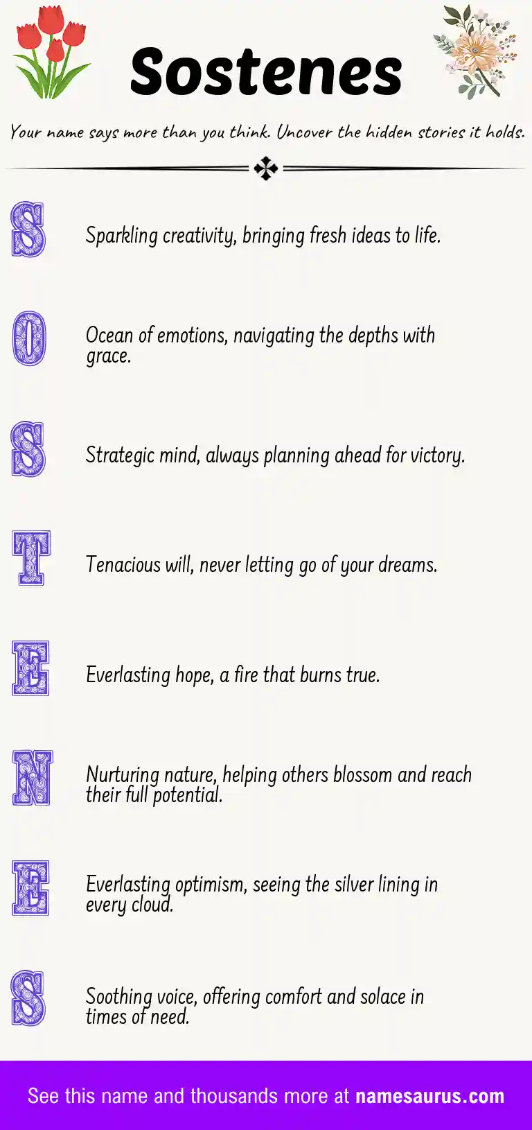 Acrostic poem about Sostenes.