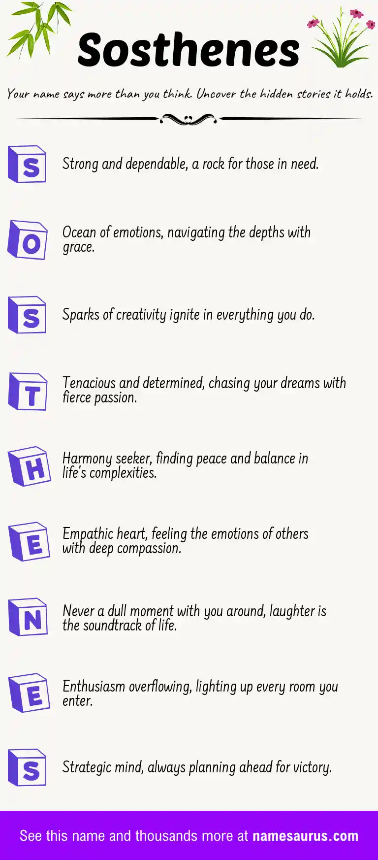 Acrostic poem about Sosthenes.