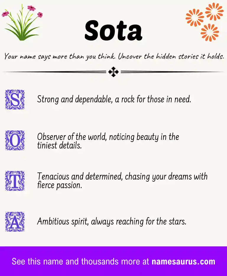 Acrostic poem about Sota.