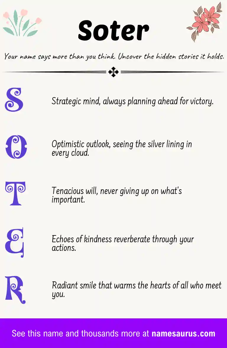 Acrostic poem about Soter.