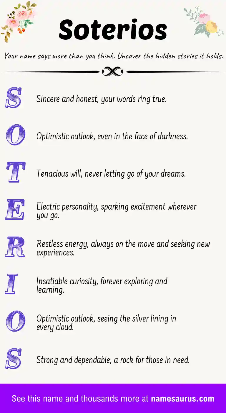Acrostic poem about Soterios.