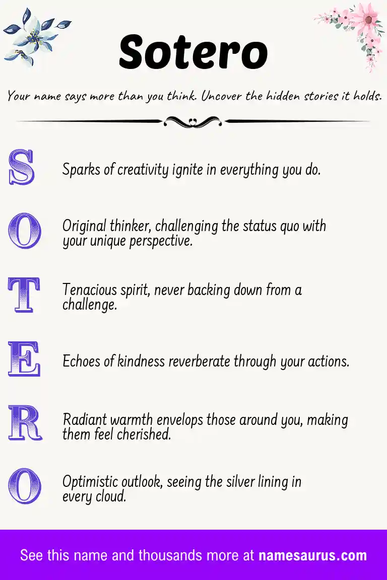 Acrostic poem about Sotero.