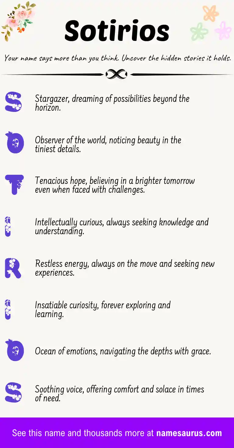 Acrostic poem about Sotirios.