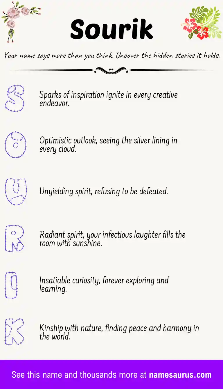 Acrostic poem about Sourik.