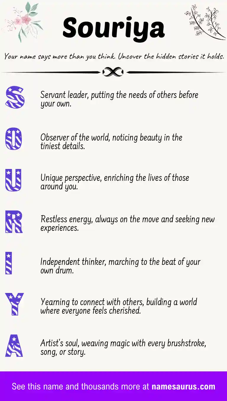 Acrostic poem about Souriya.