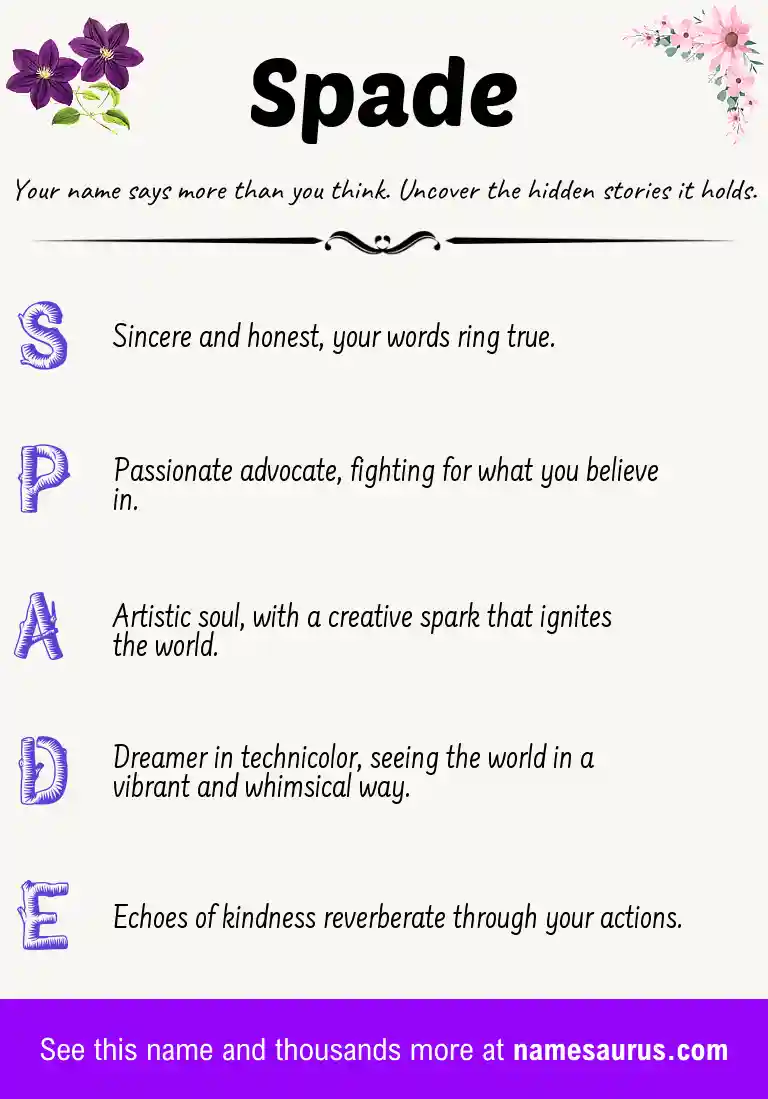 Acrostic poem about Spade.