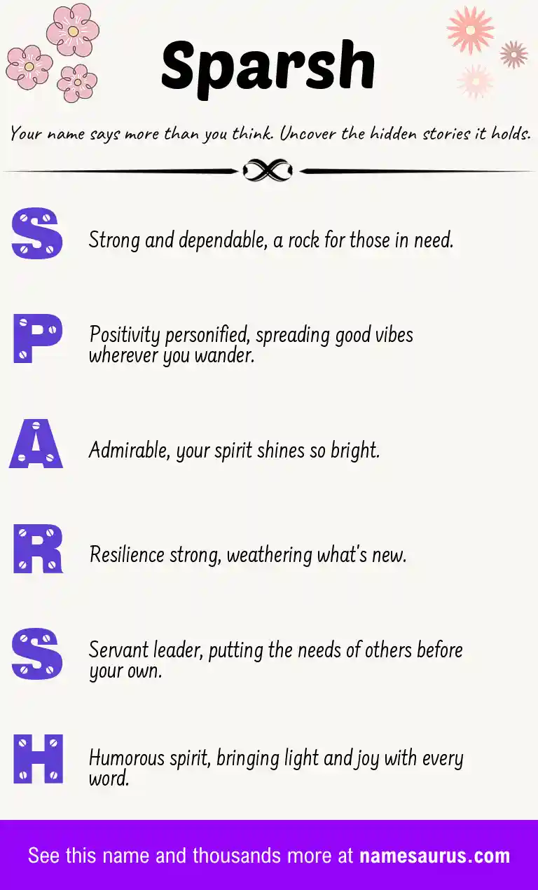 Acrostic poem about Sparsh.