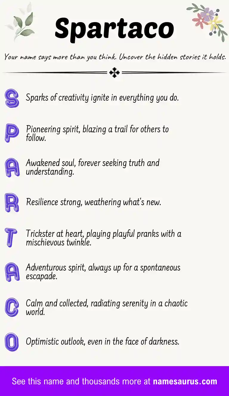 Acrostic poem about Spartaco.