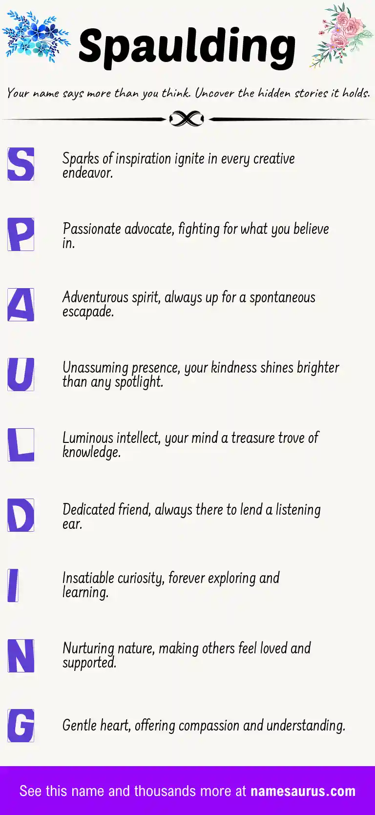 Acrostic poem about Spaulding.