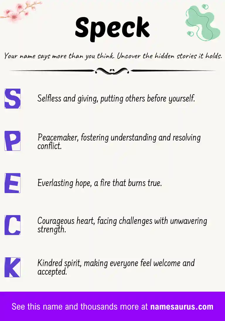 Acrostic poem about Speck.