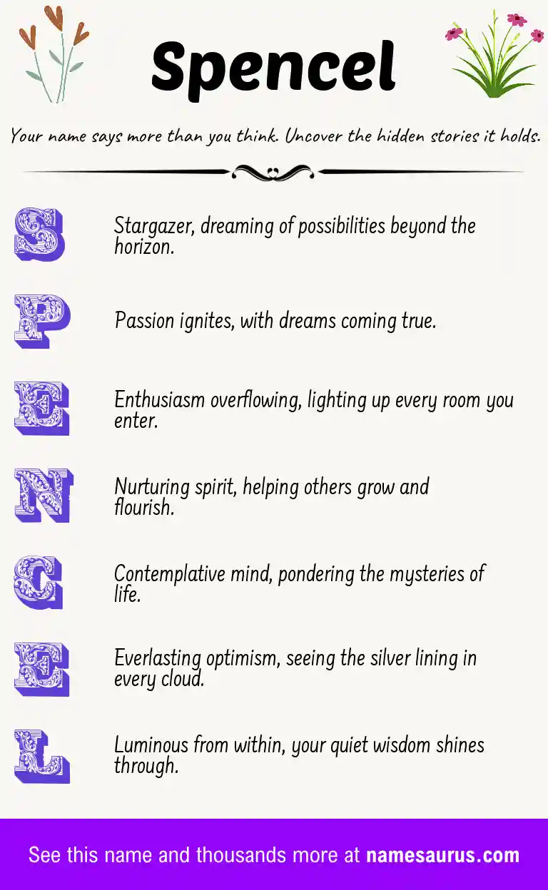 Acrostic poem about Spencel.
