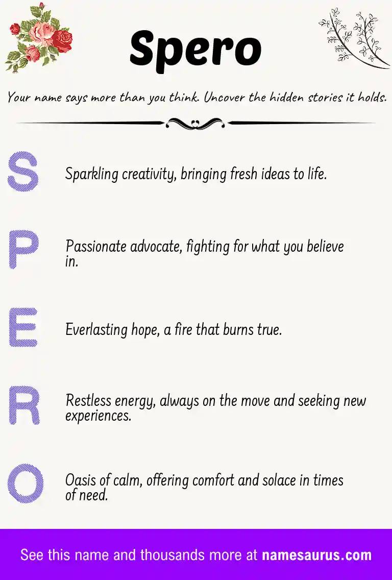Acrostic poem about Spero.