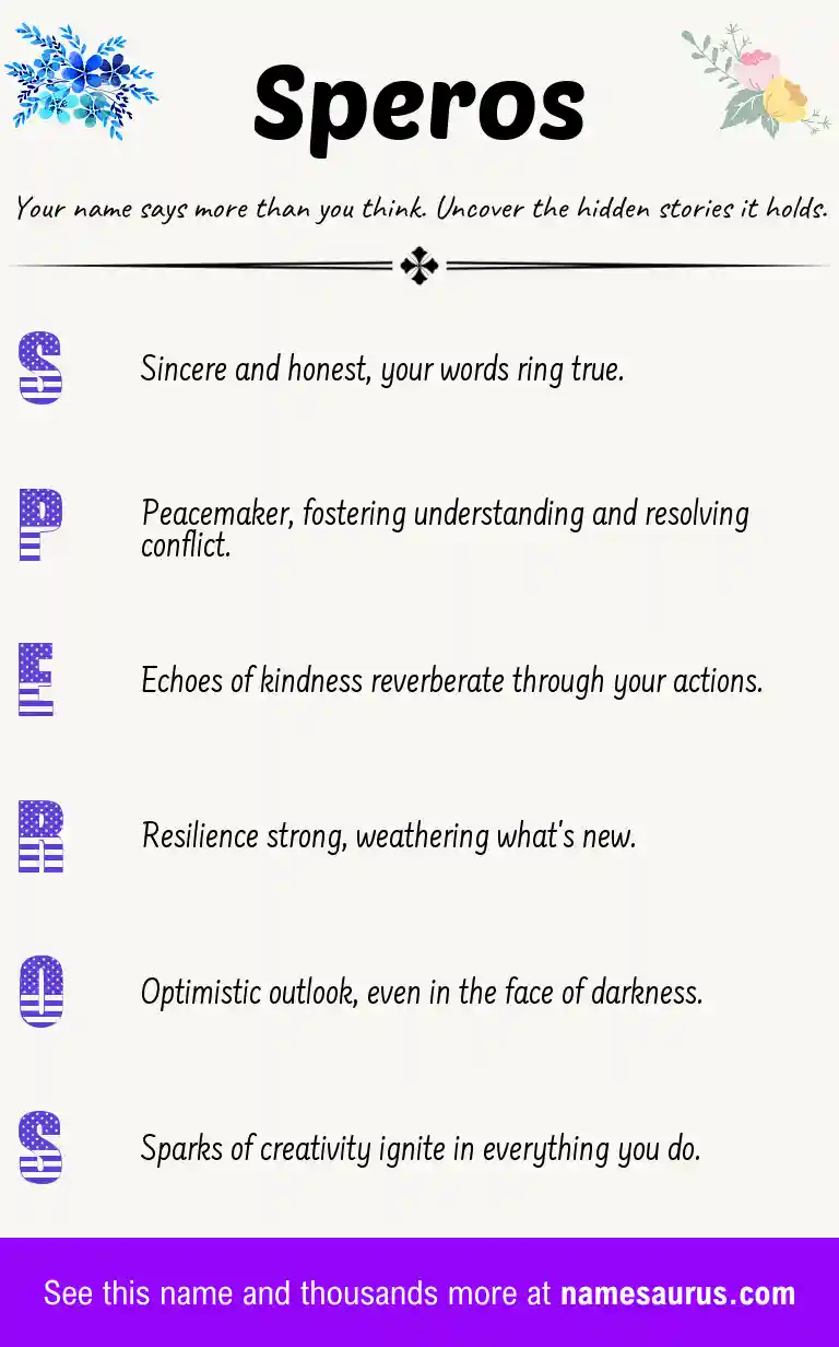 Acrostic poem about Speros.
