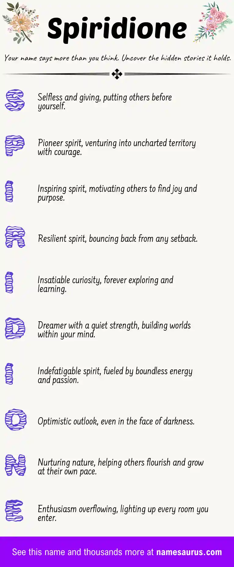 Acrostic poem about Spiridione.