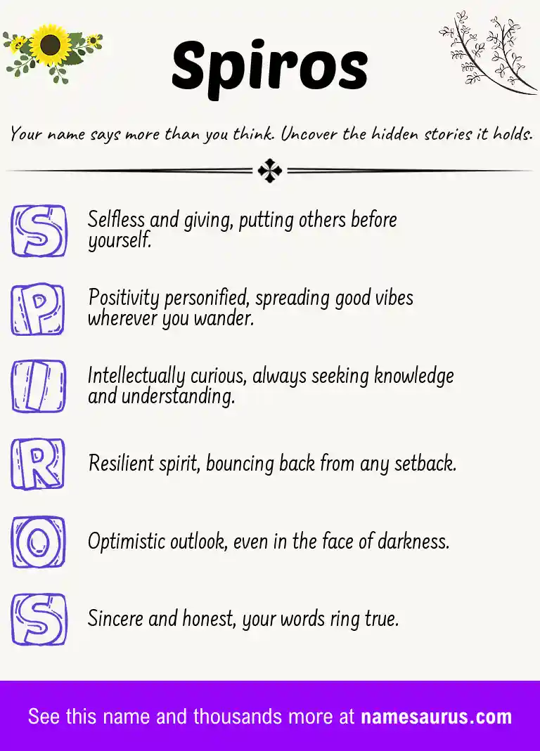 Acrostic poem about Spiros.