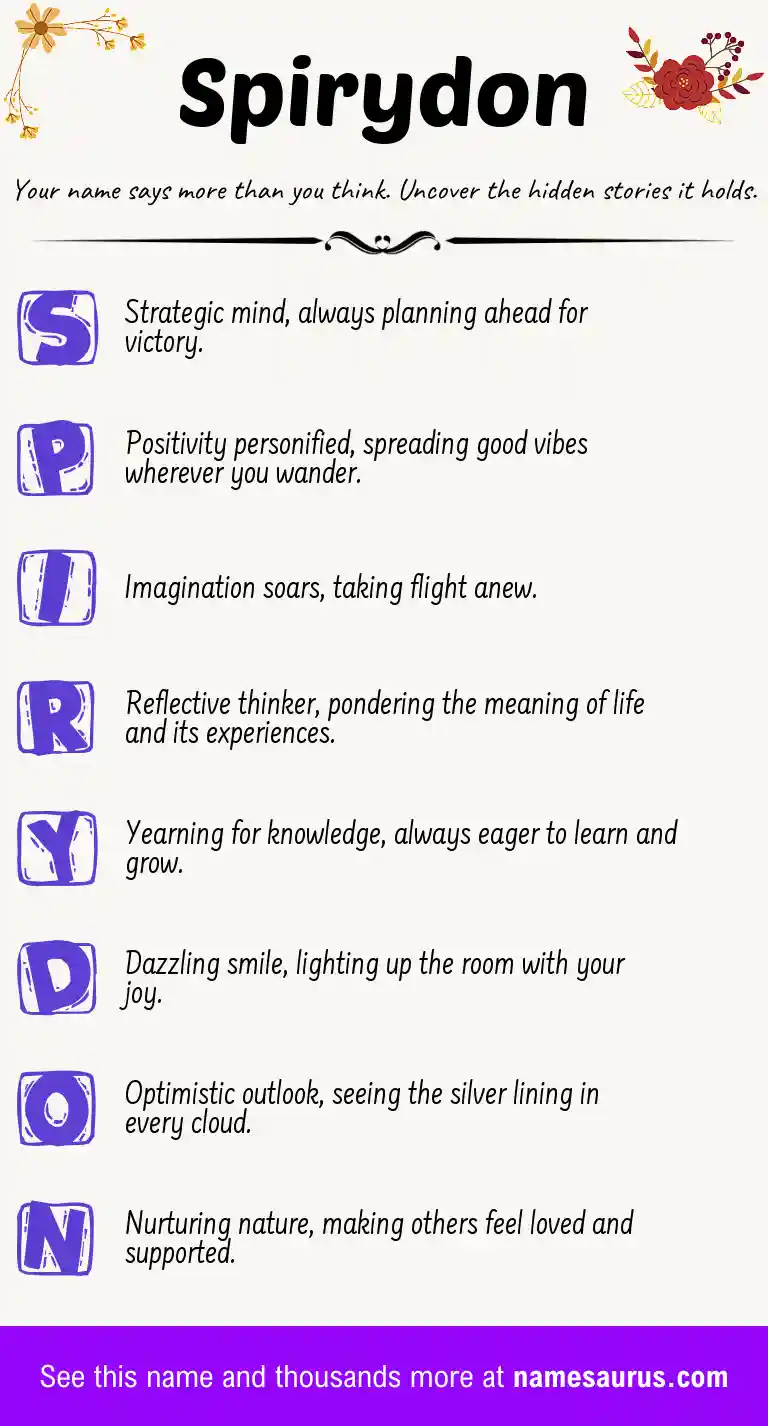 Acrostic poem about Spirydon.