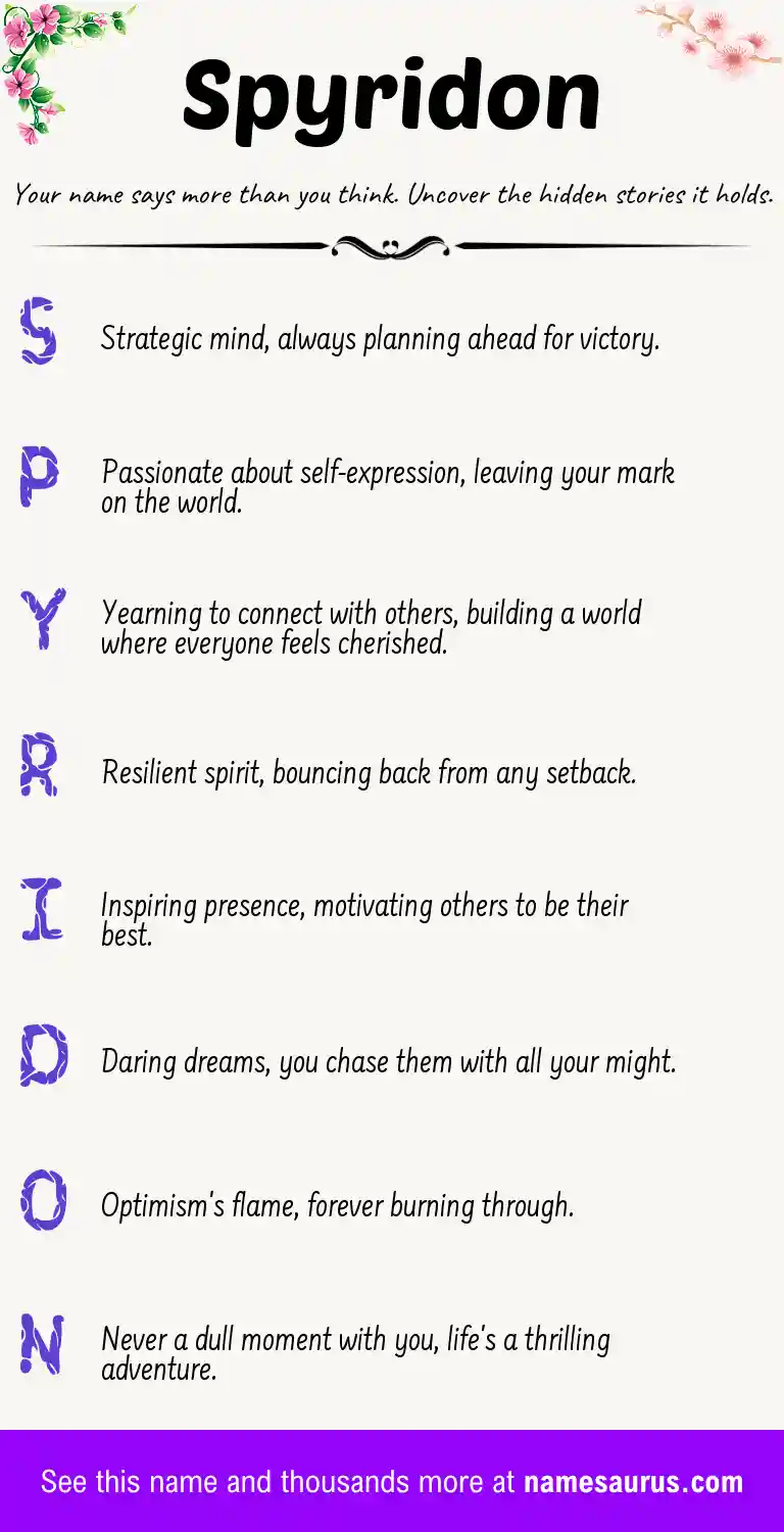 Acrostic poem about Spyridon.