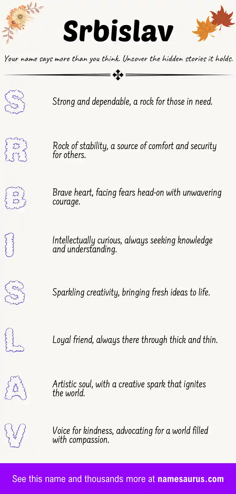 Acrostic poem about Srbislav.
