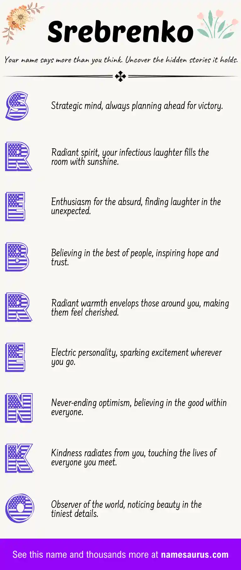 Acrostic poem about Srebrenko.