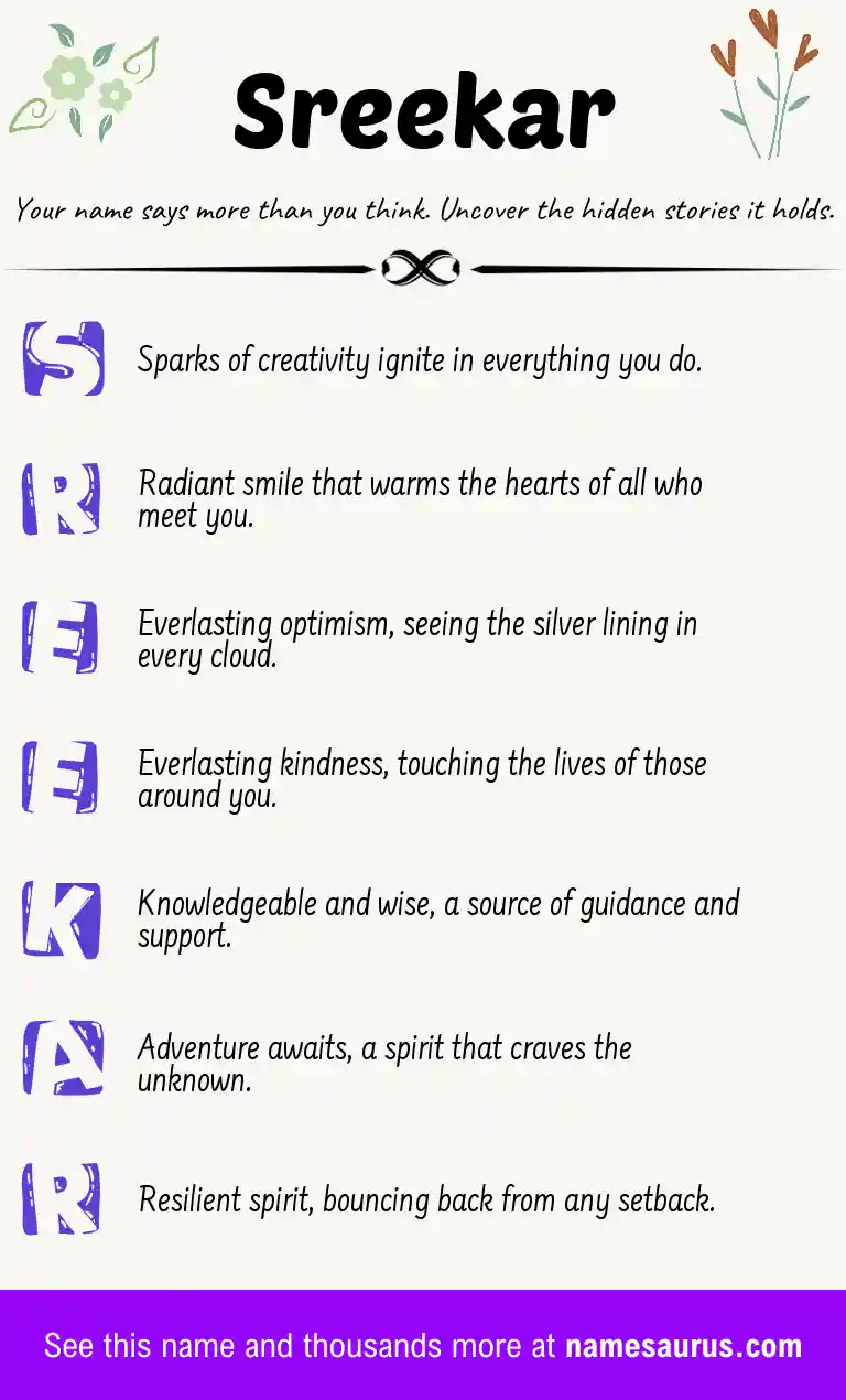 Acrostic poem about Sreekar.