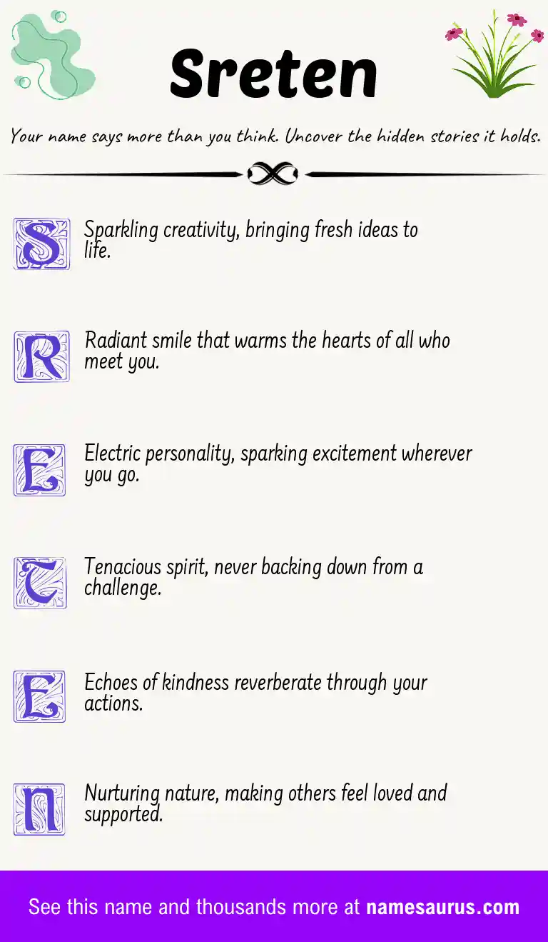 Acrostic poem about Sreten.