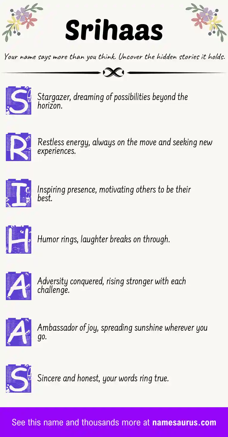 Acrostic poem about Srihaas.