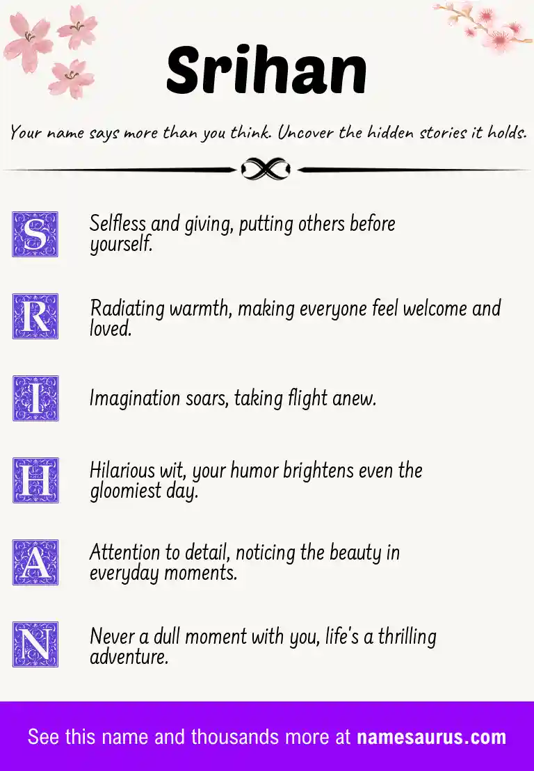 Acrostic poem about Srihan.