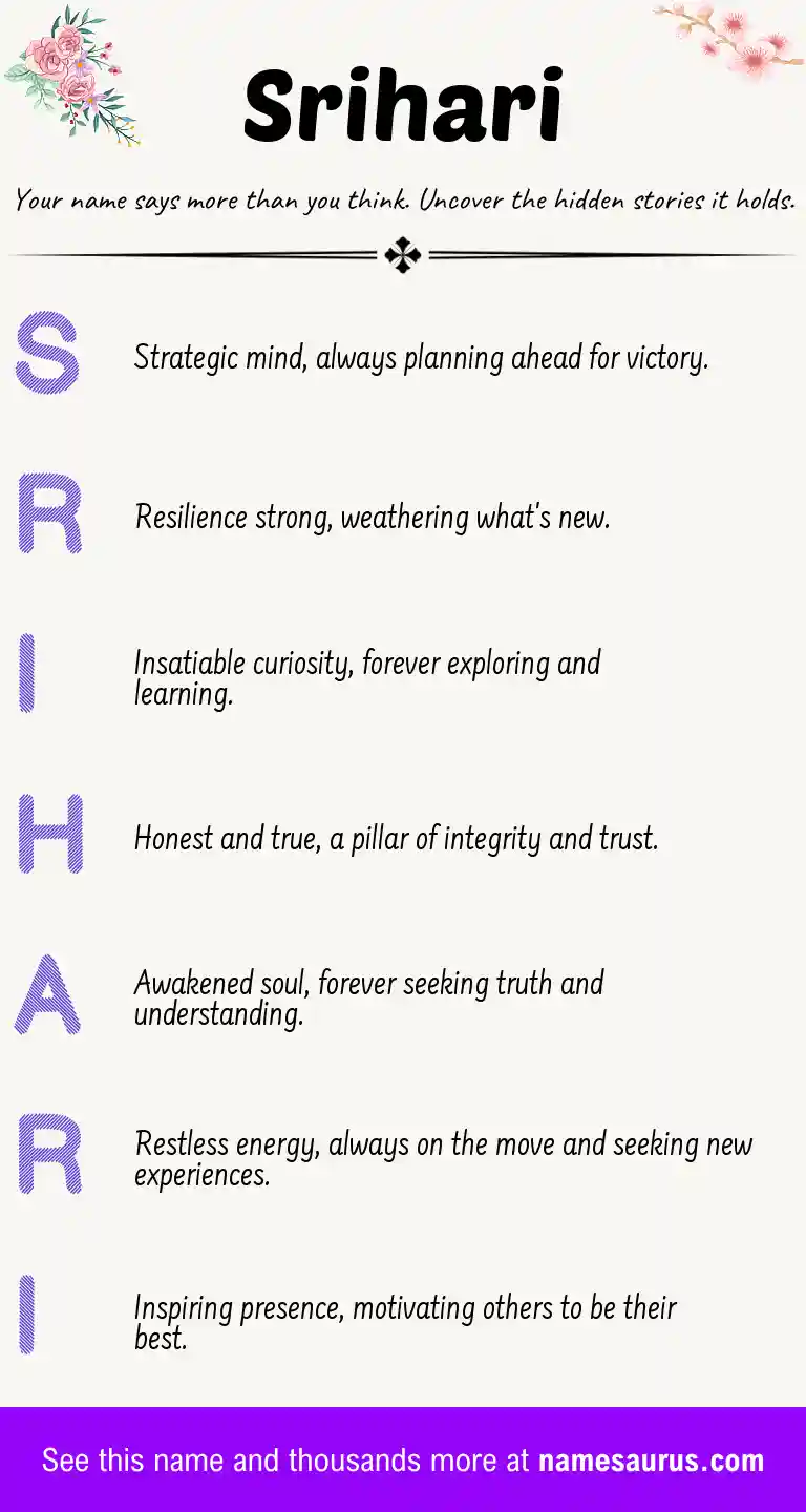 Acrostic poem about Srihari.
