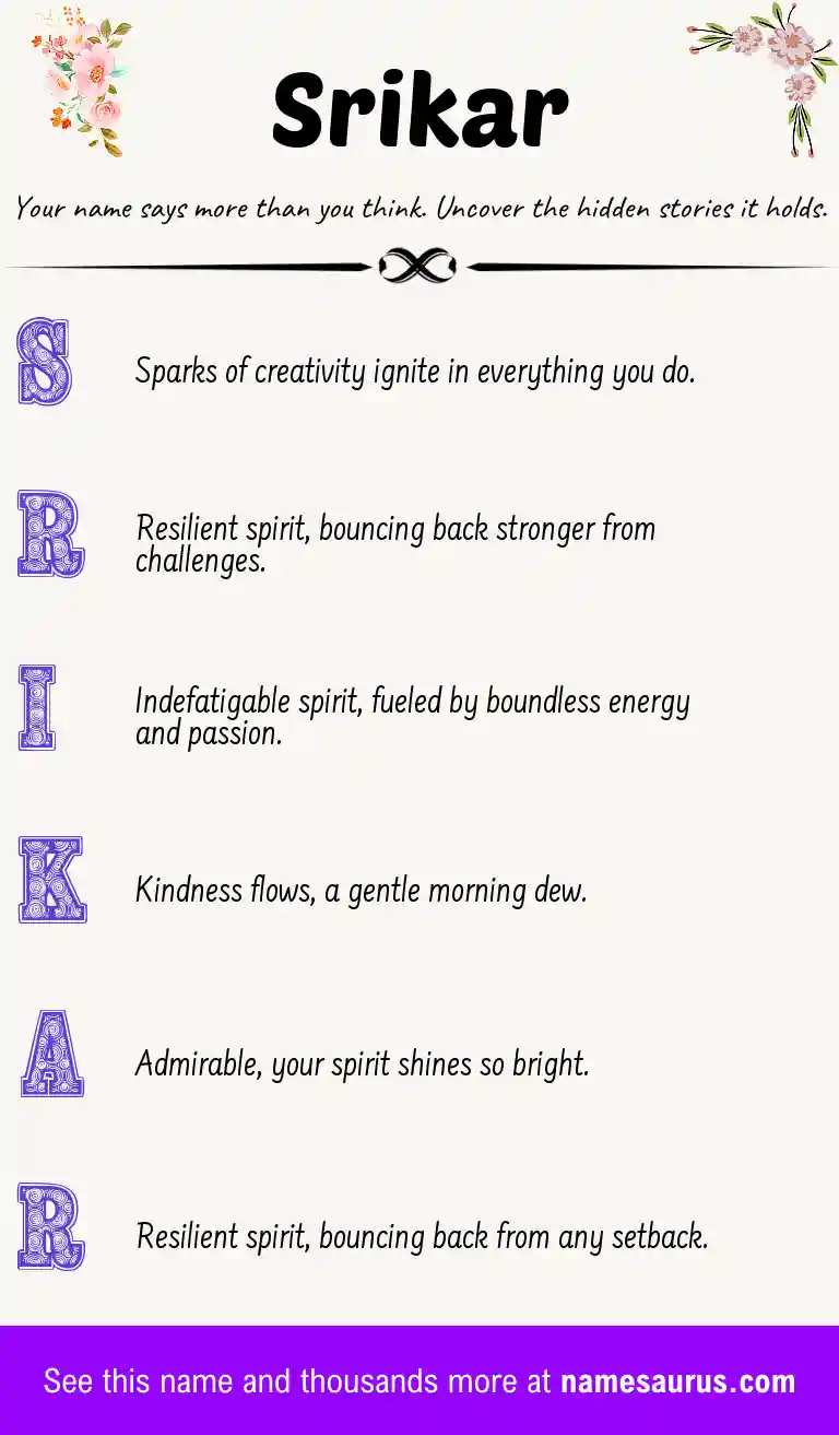 Acrostic poem about Srikar.